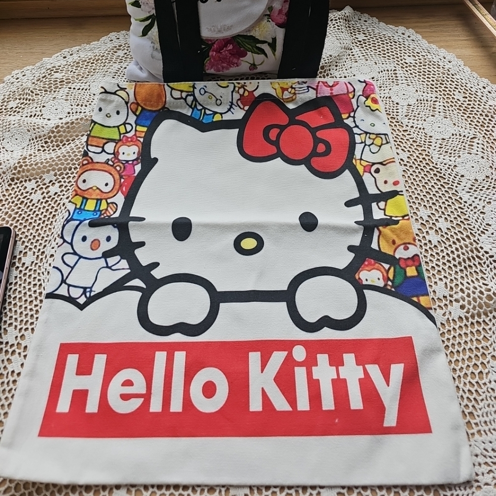 Hello Kitty Canvas Tote Bag Sanrio New